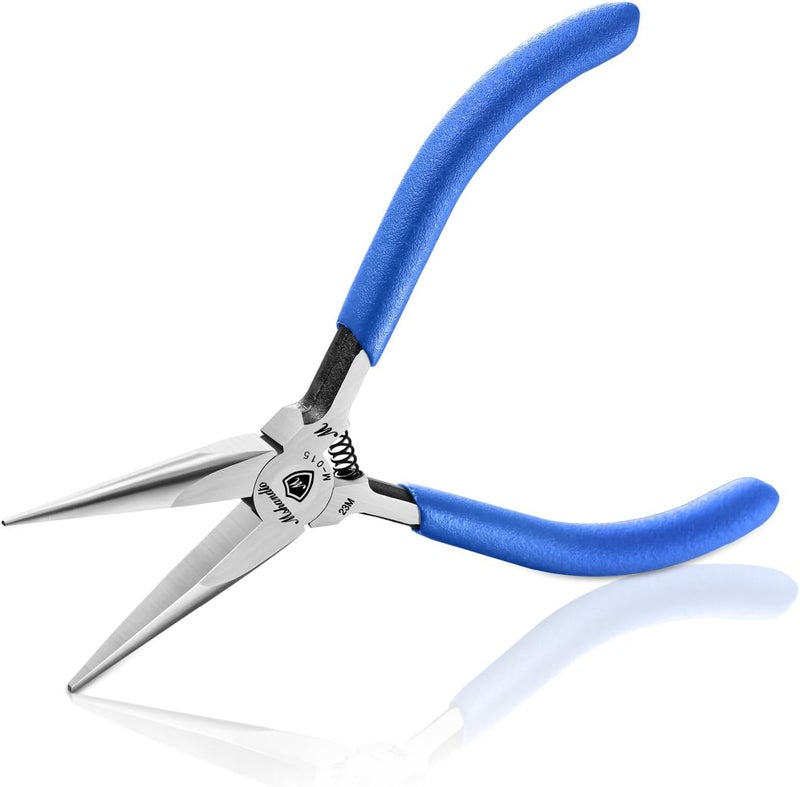 mshandto Smooth Jaw Needle Nose Pliers, 4.8" Non-Serrated High Carbon Steel Long Nose Pliers for Jewelry Making, Wire Bending & Craft DIY, Electronics Repair, Object Grasping Precision Pliers - Image 1